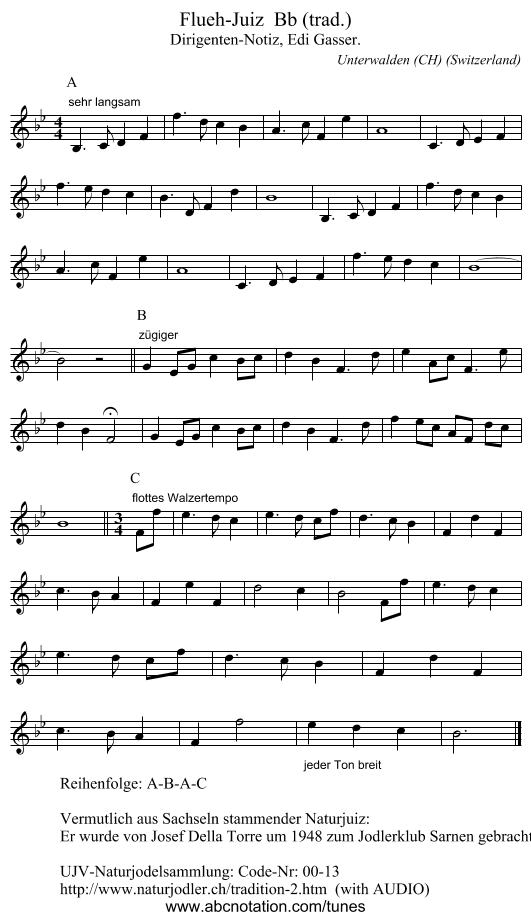Flueh-Juiz Bb (trad.) - staff notation