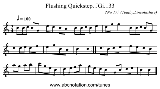 Flushing Quickstep. JGi.133 - staff notation