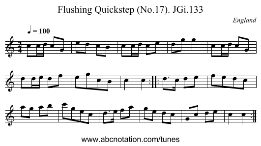 Flushing Quickstep (No.17). JGi.133 - staff notation
