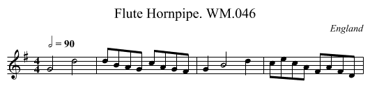 Flute Hornpipe. WM.046 - staff notation