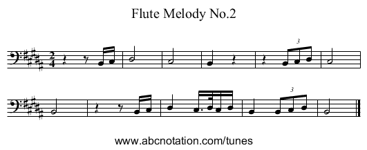 Flute Melody No.2 - staff notation