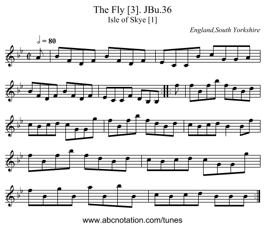 Fly [3]. JBu.36, The - staff notation