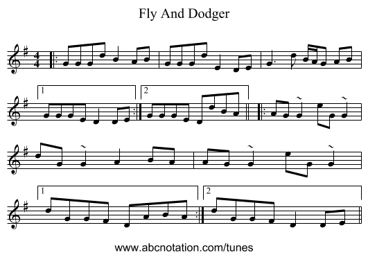 Fly And Dodger - staff notation