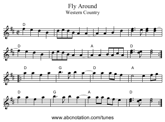 Fly Around - staff notation