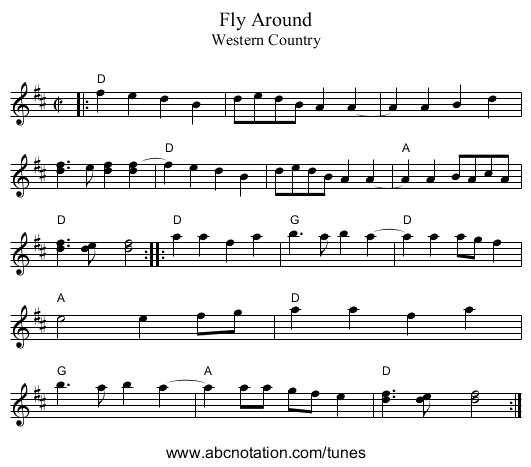 Fly Around - staff notation