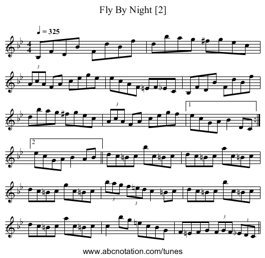 Fly By Night [2] - staff notation
