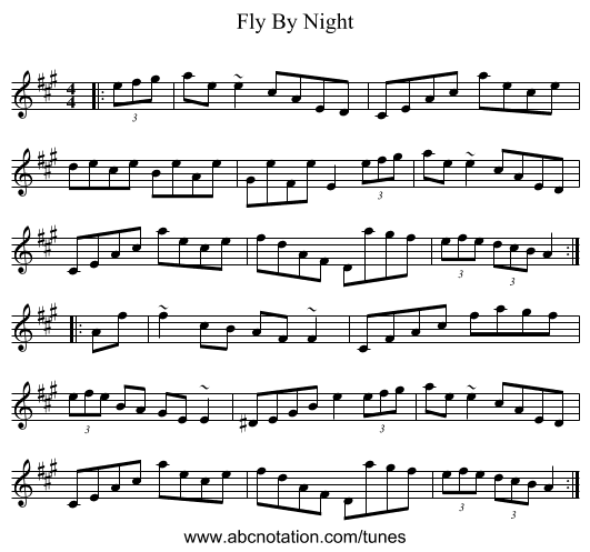 Fly By Night - staff notation