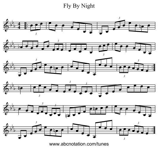Fly By Night - staff notation