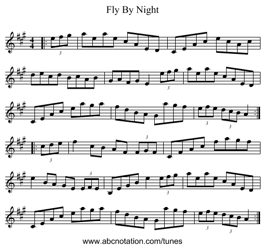 Fly By Night - staff notation