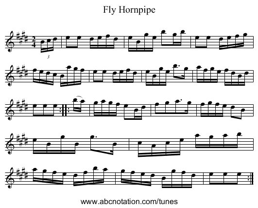Fly Hornpipe - staff notation