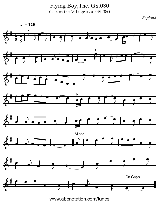 Flying Boy,The. GS.080 - staff notation