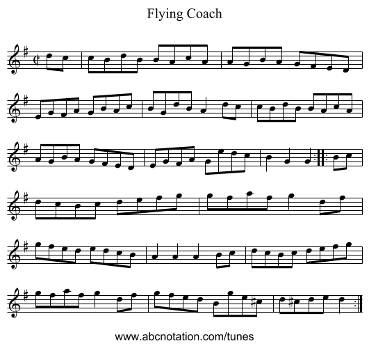 Flying Coach - staff notation