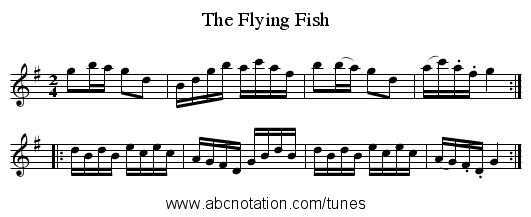 Flying Fish, The - staff notation