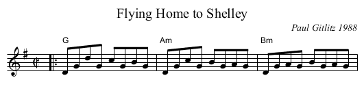 Flying Home to Shelley - staff notation
