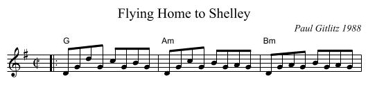 Flying Home to Shelley - staff notation