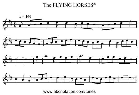 FLYING HORSES*, The - staff notation