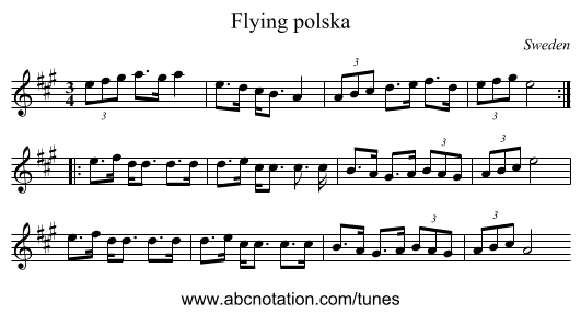 Flying polska - staff notation