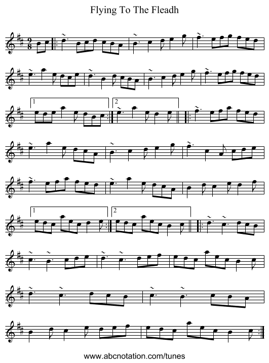 Flying To The Fleadh - staff notation