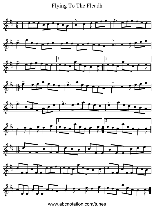 Flying To The Fleadh - staff notation