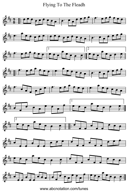 Flying To The Fleadh - staff notation