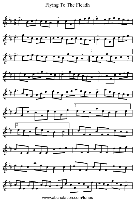 Flying To The Fleadh - staff notation