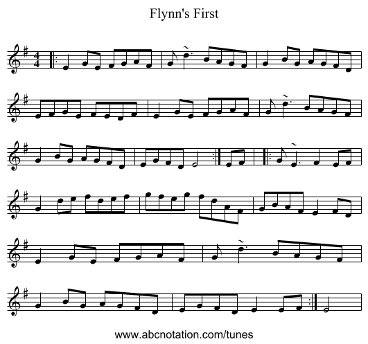 Flynn's First - staff notation