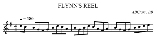 FLYNN'S REEL - staff notation