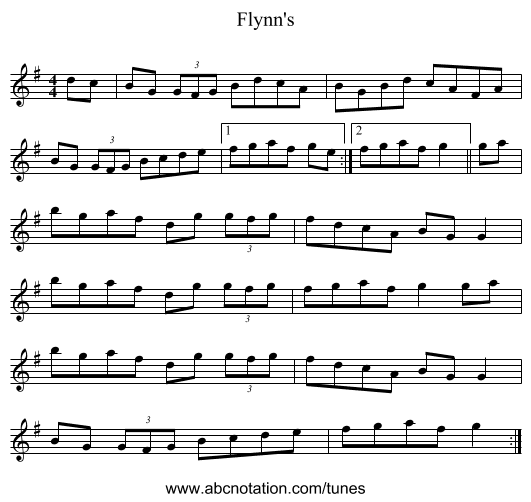 Flynn's - staff notation