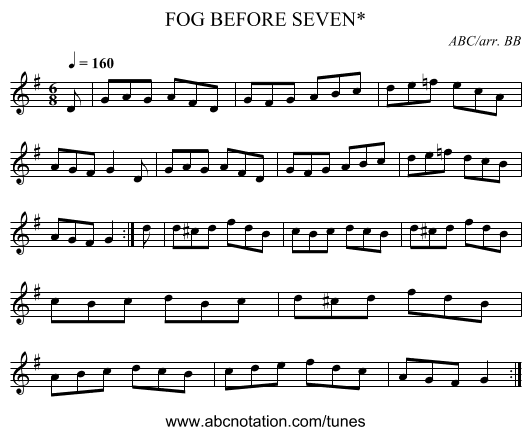 FOG BEFORE SEVEN* - staff notation