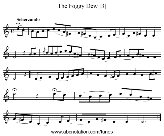 Foggy Dew [3], The - staff notation