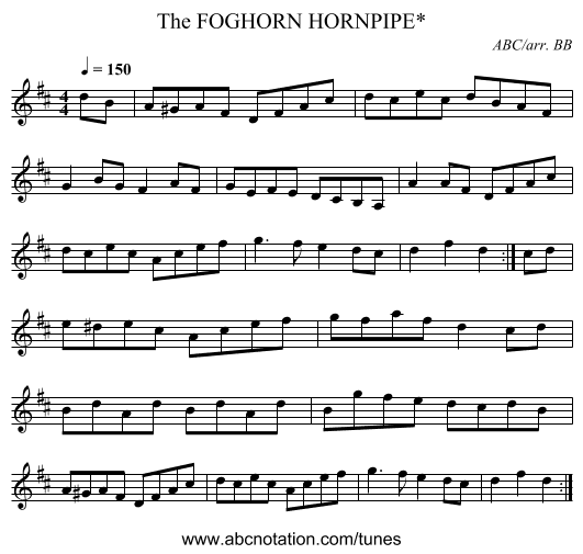 FOGHORN HORNPIPE*, The - staff notation