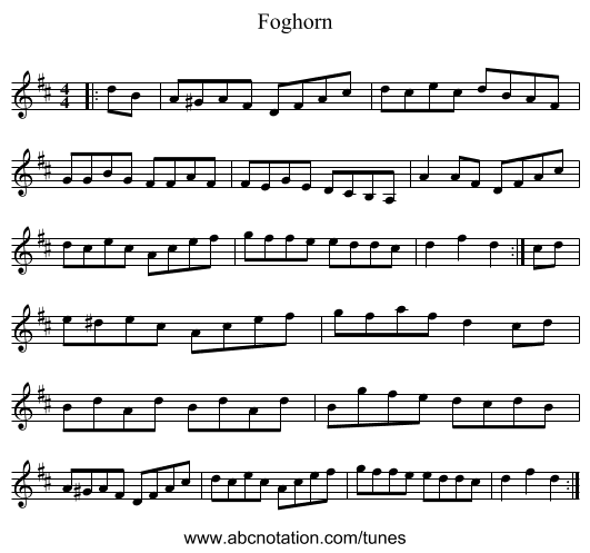 Foghorn - staff notation