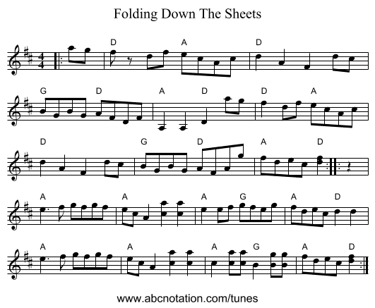 Folding Down The Sheets - staff notation