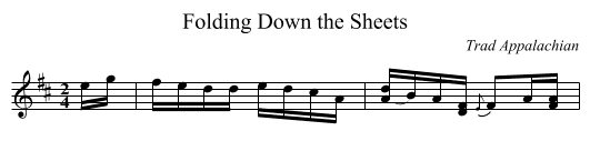 Folding Down the Sheets - staff notation