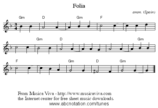 Folia - staff notation