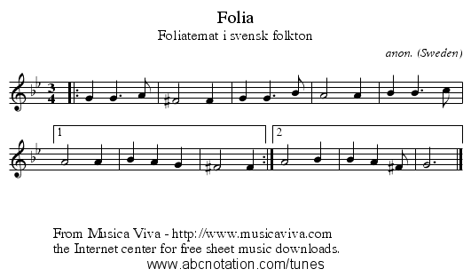 Folia - staff notation