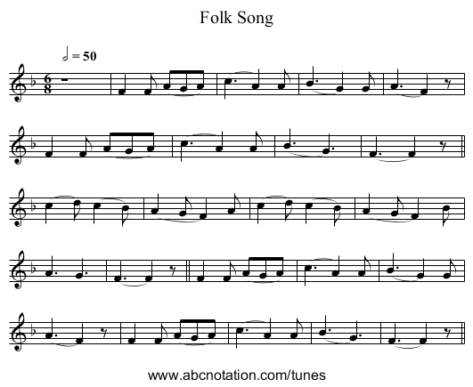 Folk Song - staff notation