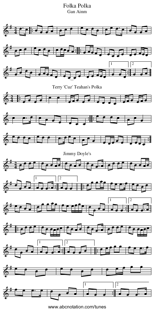 Folka Polka - staff notation