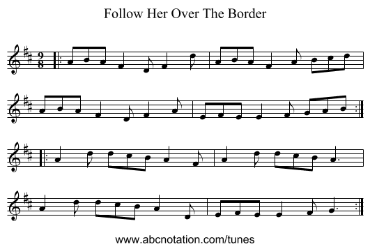 Follow Her Over The Border - staff notation