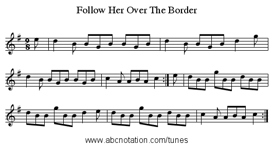 Follow Her Over The Border - staff notation