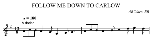 FOLLOW ME DOWN TO CARLOW - staff notation