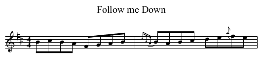 Follow me Down - staff notation
