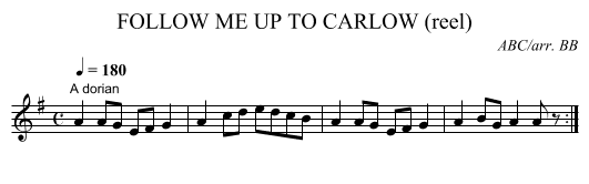 FOLLOW ME UP TO CARLOW (reel) - staff notation