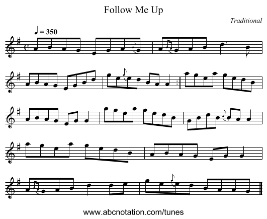 Follow Me Up - staff notation
