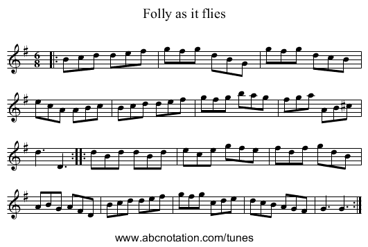 Folly as it flies - staff notation