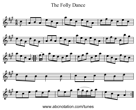 Folly Dance, The - staff notation