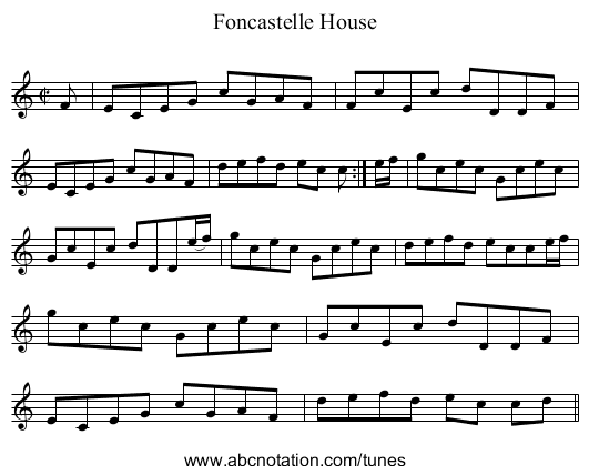 Foncastelle House - staff notation