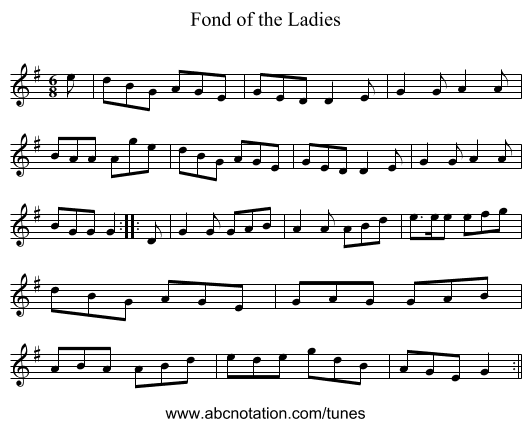 Fond of the Ladies - staff notation