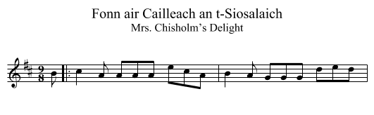 Fonn air Cailleach an t-Siosalaich - staff notation