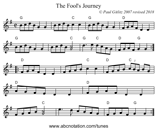 Fool's Journey, The - staff notation